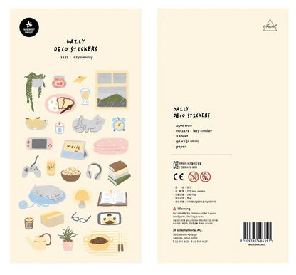 Korean Import Suatelier Lazy Sunday Stickers | Cute Scrapbooking and DIY Journal Decor - Daebak