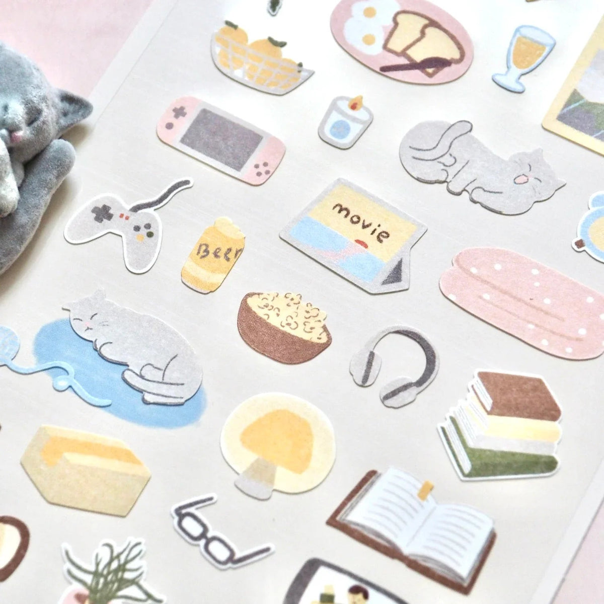Korean Import Suatelier Lazy Sunday Stickers | Cute Scrapbooking and DIY Journal Decor - Daebak