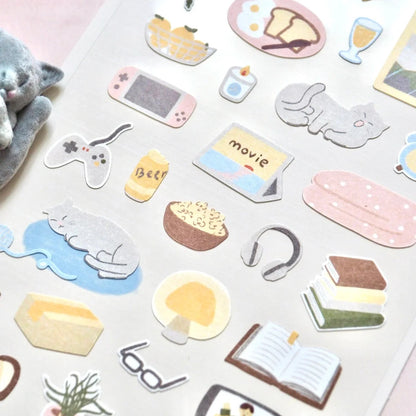 Korean Import Suatelier Lazy Sunday Stickers | Cute Scrapbooking and DIY Journal Decor - Daebak