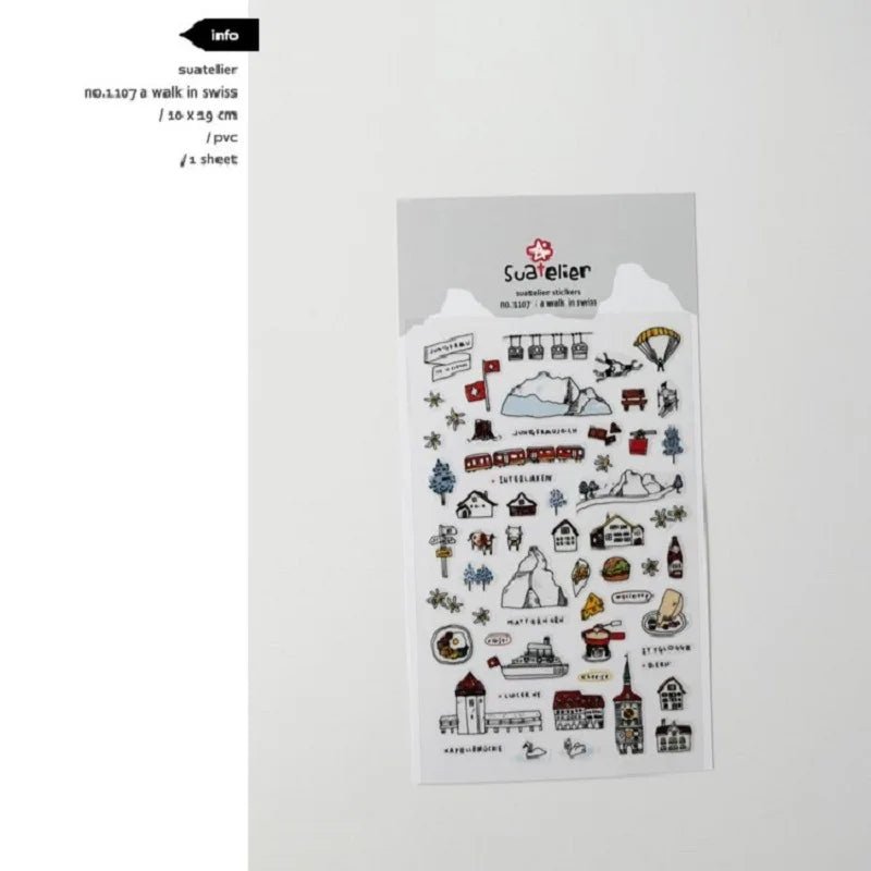 Korean Import Suatelier Walk In Swiss Sonia Decorative Washi Stickers | Scrapbooking Label Stickers - Daebak