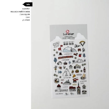 Korean Import Suatelier Walk In Swiss Sonia Decorative Washi Stickers | Scrapbooking Label Stickers - Daebak