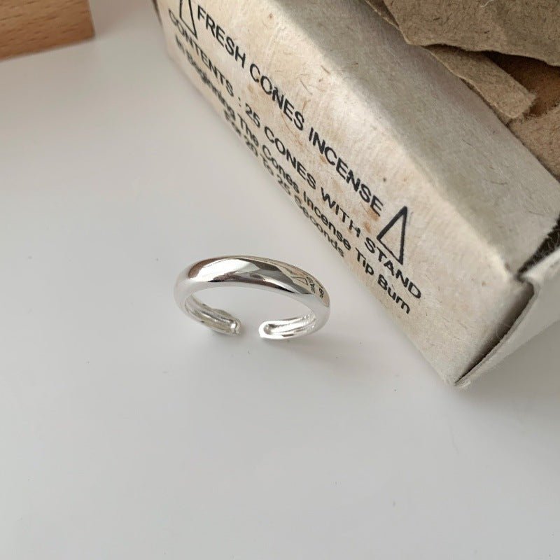 Korean Simple Minimalist Smooth Ring For Women, INS Trendy Cool Style, Adjustable Open Band - Daebak
