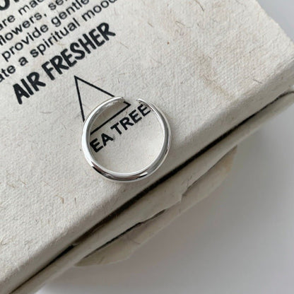 Korean Simple Minimalist Smooth Ring For Women, INS Trendy Cool Style, Adjustable Open Band - Daebak