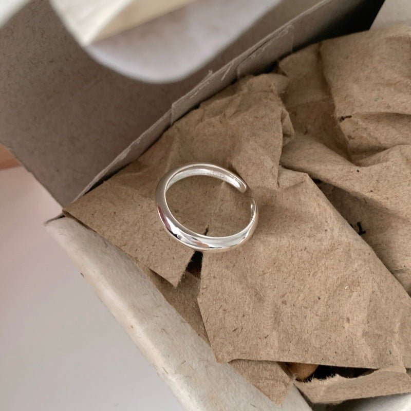 Korean Simple Minimalist Smooth Ring For Women, INS Trendy Cool Style, Adjustable Open Band - Daebak