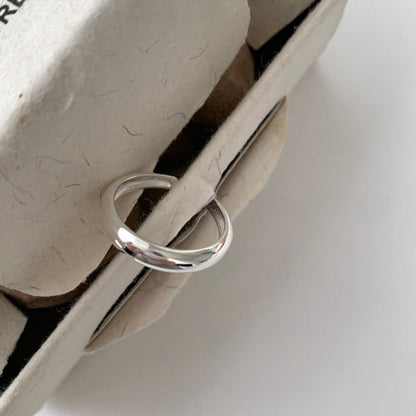 Korean Simple Minimalist Smooth Ring For Women, INS Trendy Cool Style, Adjustable Open Band - Daebak