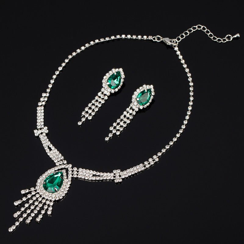 Korean Style Bridal Two-piece Diamond Claw Jewelry Set - Daebak