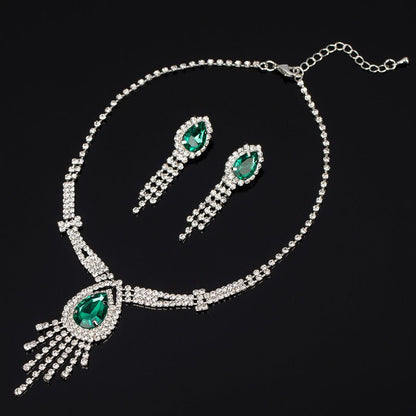 Korean Style Bridal Two-piece Diamond Claw Jewelry Set - Daebak