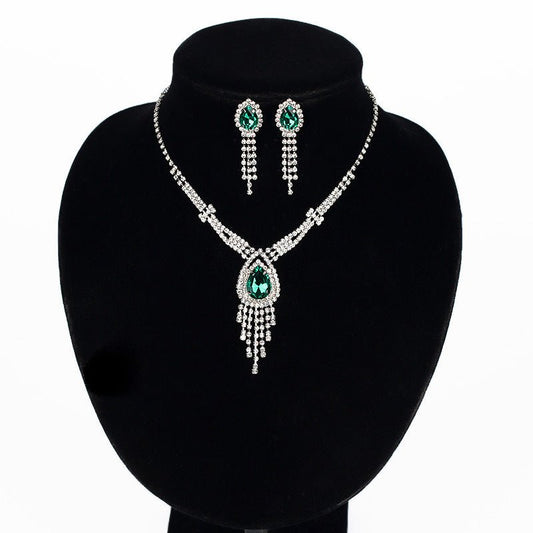 Korean Style Bridal Two-piece Diamond Claw Jewelry Set - Daebak