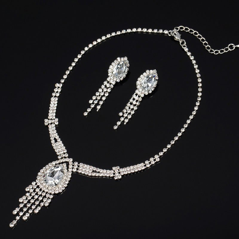 Korean Style Bridal Two-piece Diamond Claw Jewelry Set - Daebak