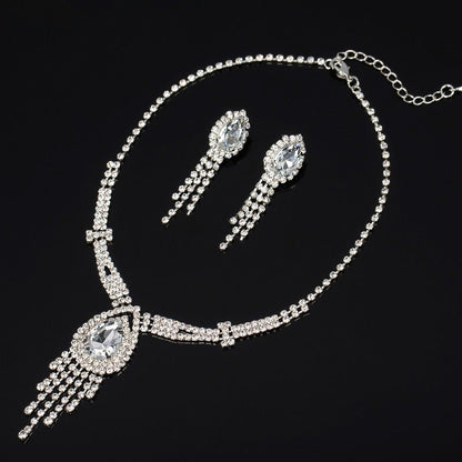 Korean Style Bridal Two-piece Diamond Claw Jewelry Set - Daebak