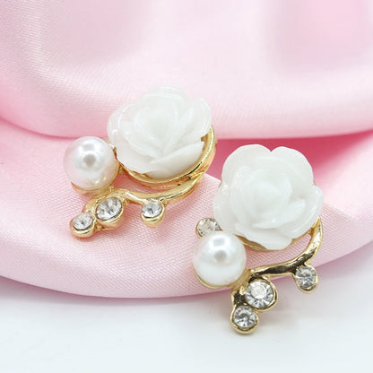 Korean Style Cute Pearl Flower Fashion Earrings - Daebak