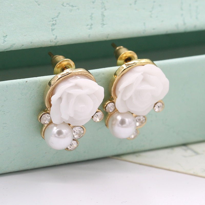 Korean Style Cute Pearl Flower Fashion Earrings - Daebak