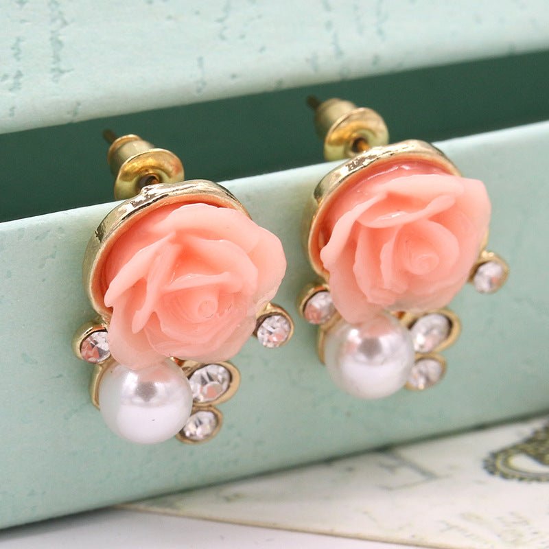 Korean Style Cute Pearl Flower Fashion Earrings - Daebak
