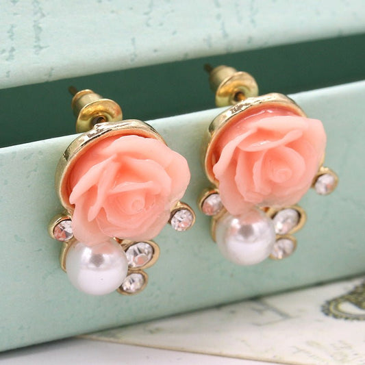 Korean Style Cute Pearl Flower Fashion Earrings - Daebak