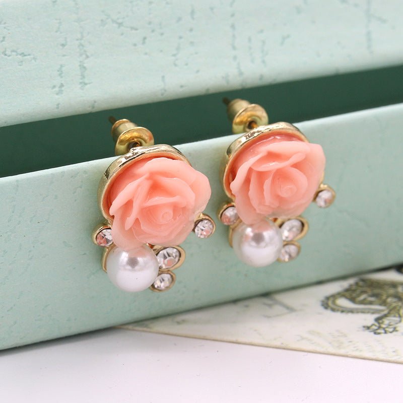 Korean Style Cute Pearl Flower Fashion Earrings - Daebak