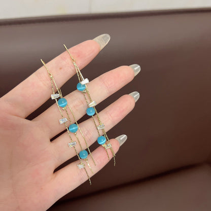 Korean Style Elegant Long Fringe Female Opal Super Flash Zircon Rings - Daebak