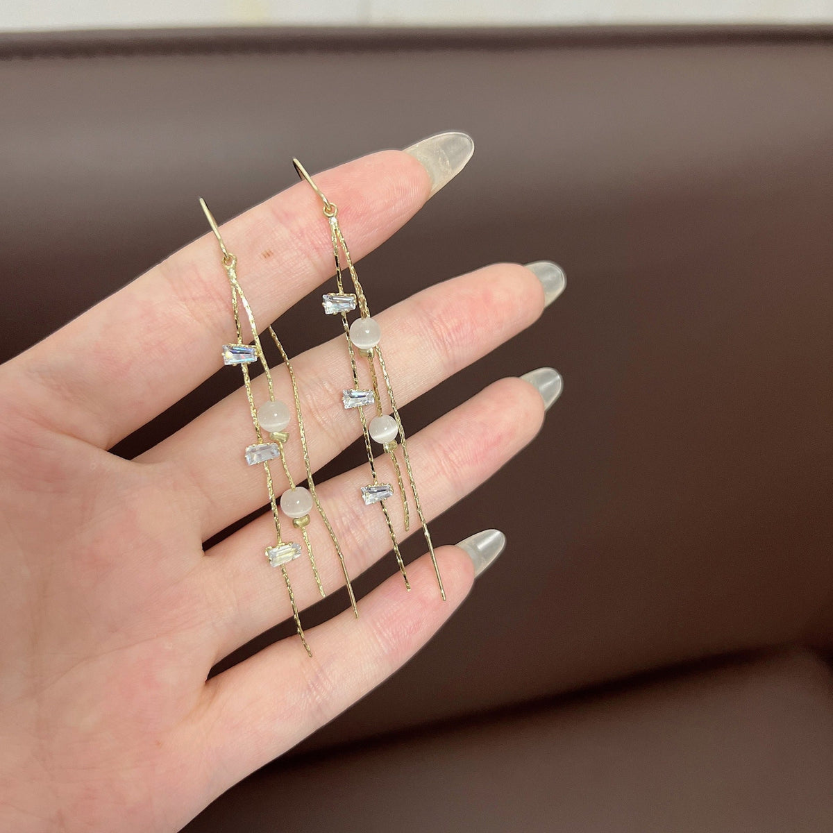 Korean Style Elegant Long Fringe Female Opal Super Flash Zircon Rings - Daebak