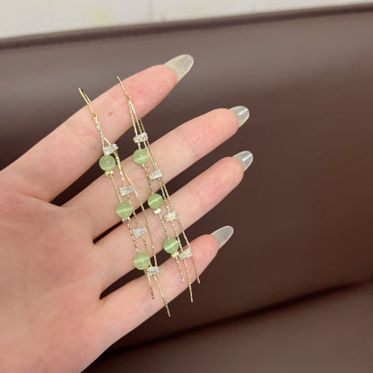 Korean Style Elegant Long Fringe Female Opal Super Flash Zircon Rings - Daebak