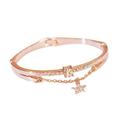 Korean Style Five-pointed Star Simple Heart Bracelet - Daebak
