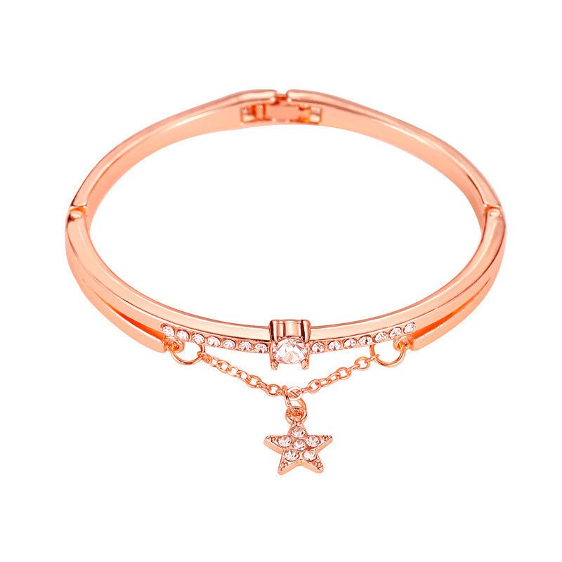 Korean Style Five-pointed Star Simple Heart Bracelet - Daebak