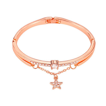 Korean Style Five-pointed Star Simple Heart Bracelet - Daebak