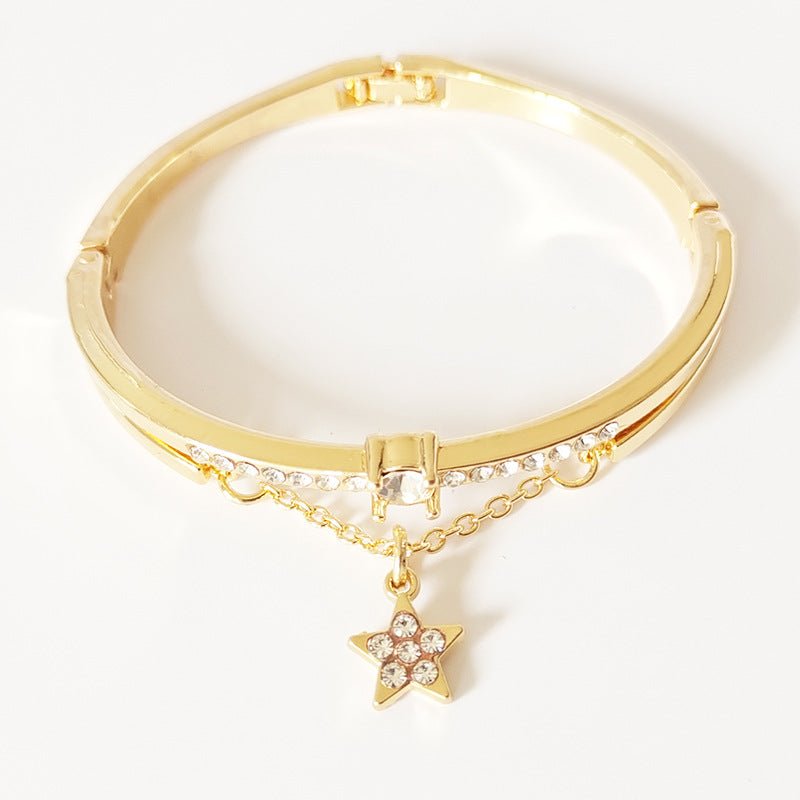 Korean Style Five-pointed Star Simple Heart Bracelet - Daebak