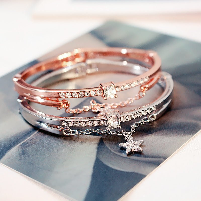 Korean Style Five-pointed Star Simple Heart Bracelet - Daebak