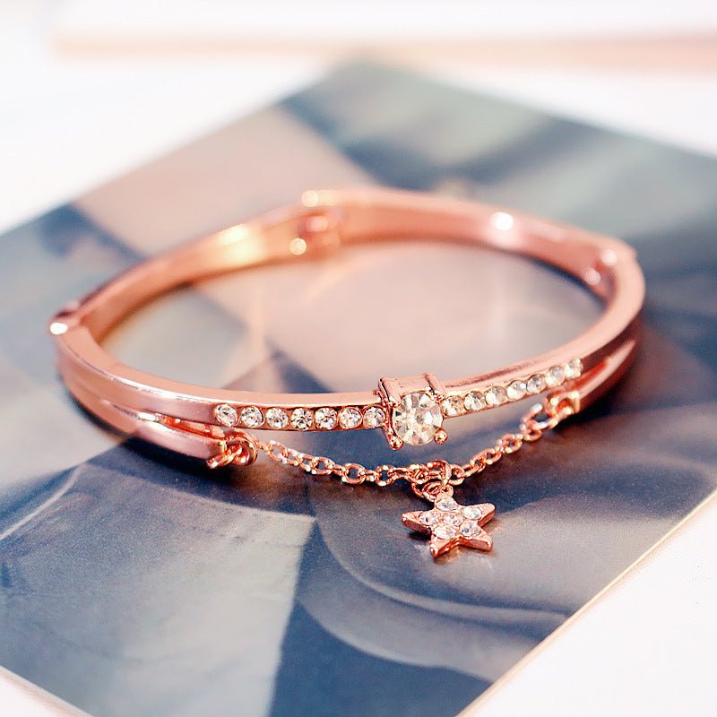 Korean Style Five-pointed Star Simple Heart Bracelet - Daebak
