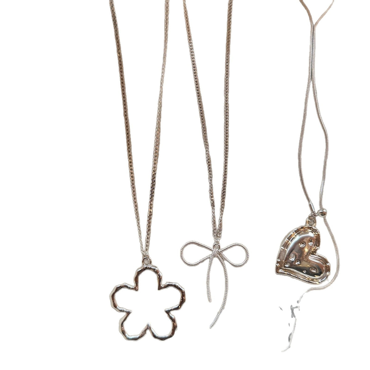 Korean Style Flower Bow Tie Texture Love Necklaces - Daebak