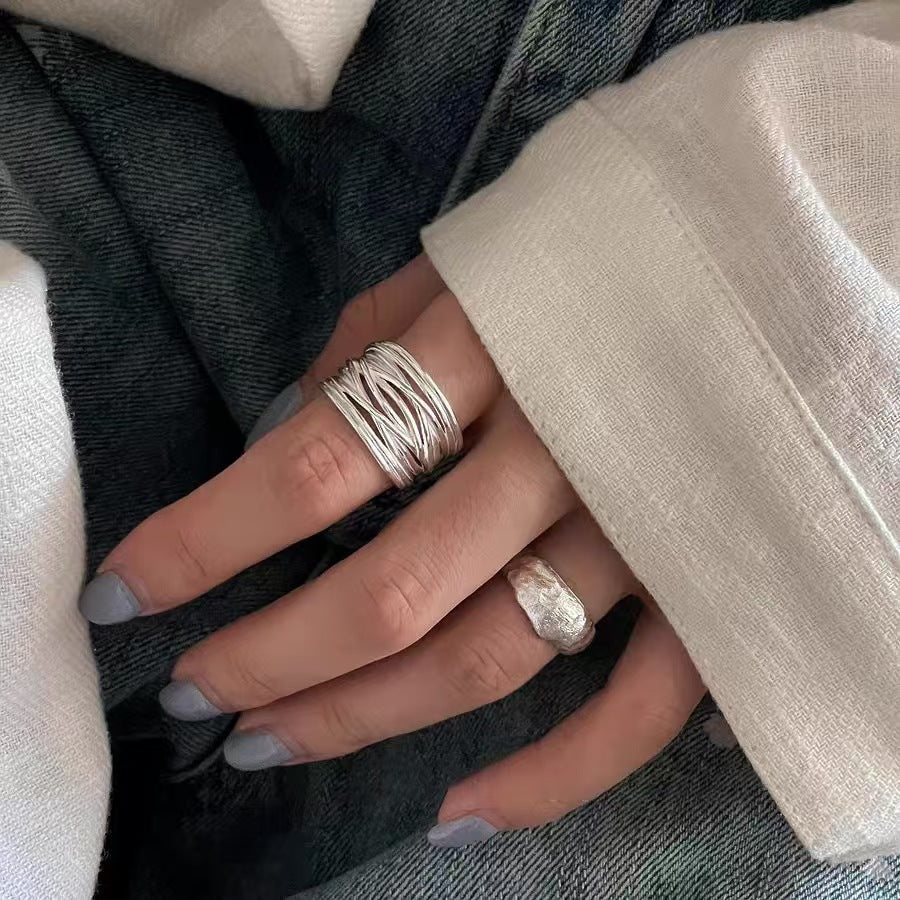 Korean Style High Street Retro Line Winding Cool Unisex Female Rings - Daebak