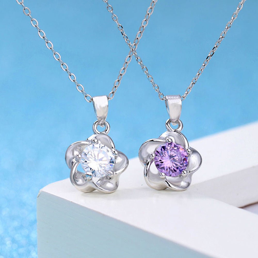 Korean Style Simple Zircon Plum Blossom Female Pendants - Daebak