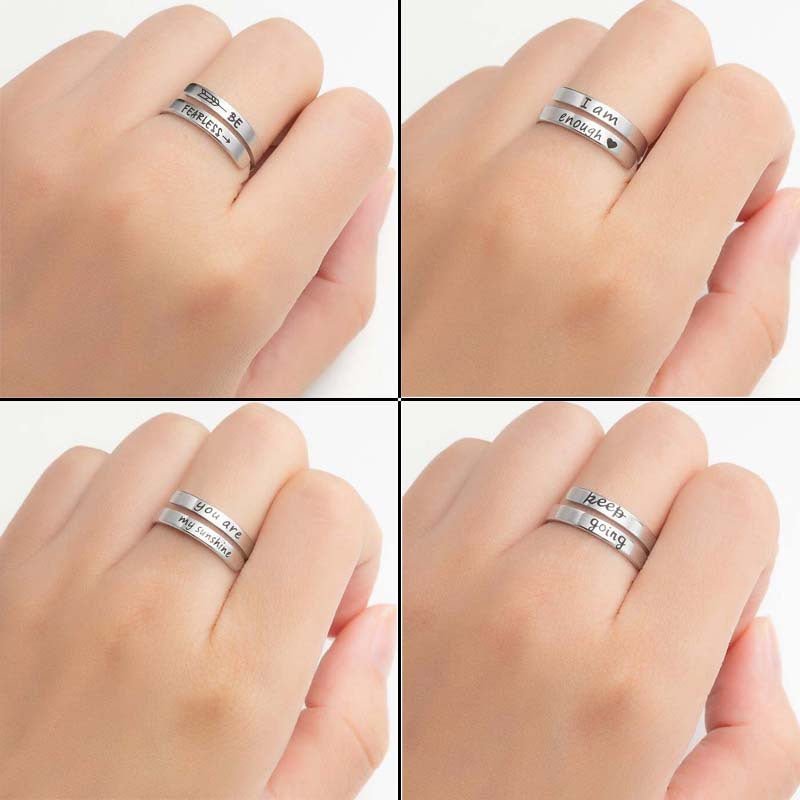 Korean Style Stainless Steel Letters Niche Retro Distressed English Double Bracelets - Daebak