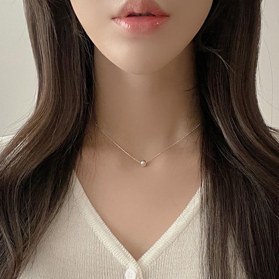 Korean Style Sterling Sier Round Beads Necklace - Daebak