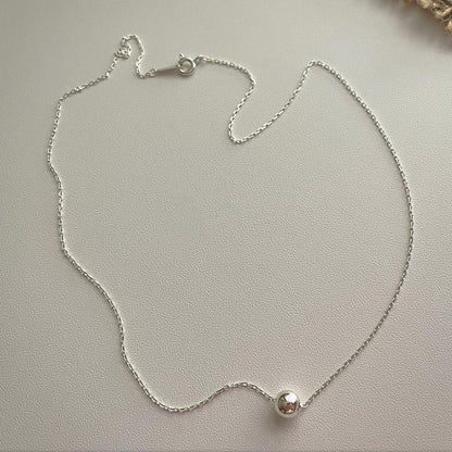 Korean Style Sterling Sier Round Beads Necklace - Daebak