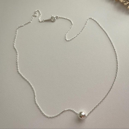 Korean Style Sterling Sier Round Beads Necklace - Daebak