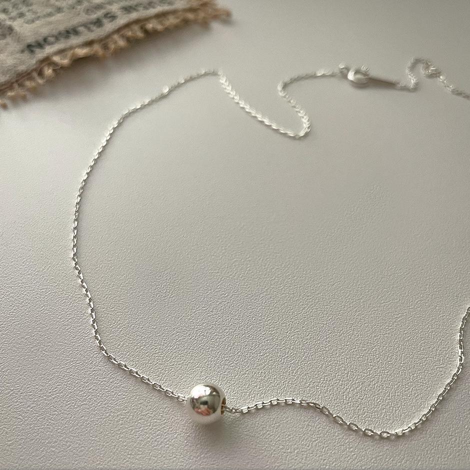 Korean Style Sterling Sier Round Beads Necklace - Daebak