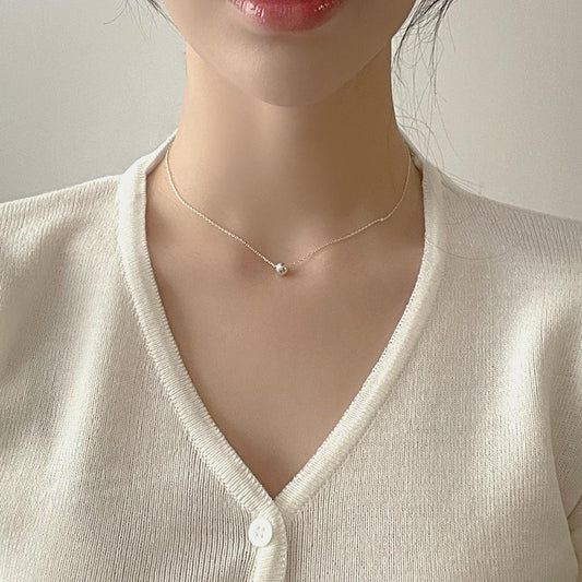 Korean Style Sterling Sier Round Beads Necklace - Daebak