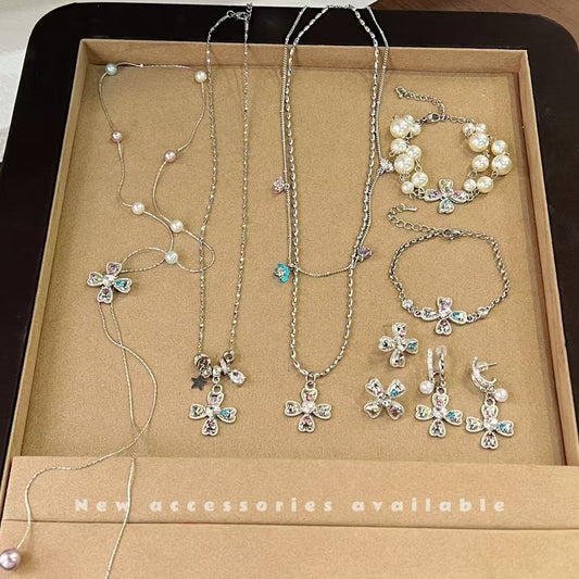 Korean Style Sweet Cool Colorful Crystals Cross Pendants - Daebak