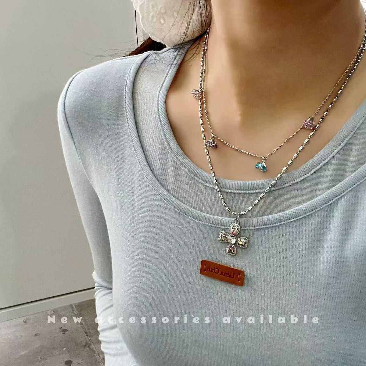Korean Style Sweet Cool Colorful Crystals Cross Pendants - Daebak