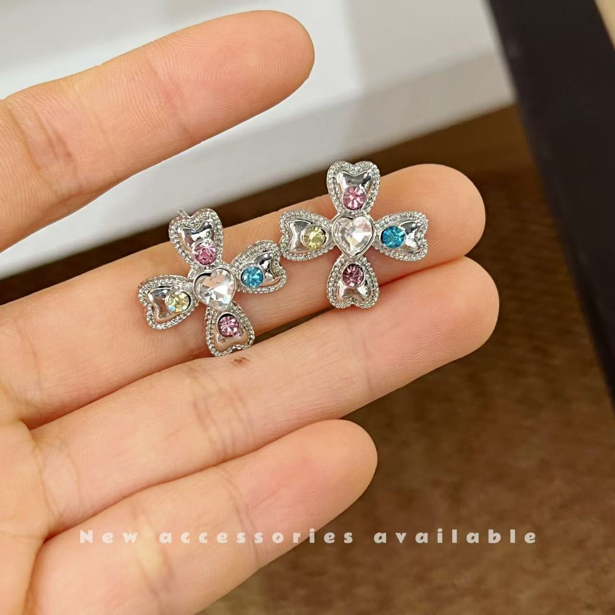 Korean Style Sweet Cool Colorful Crystals Cross Pendants - Daebak