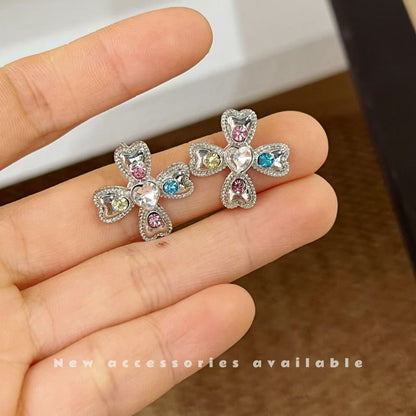Korean Style Sweet Cool Colorful Crystals Cross Pendants - Daebak