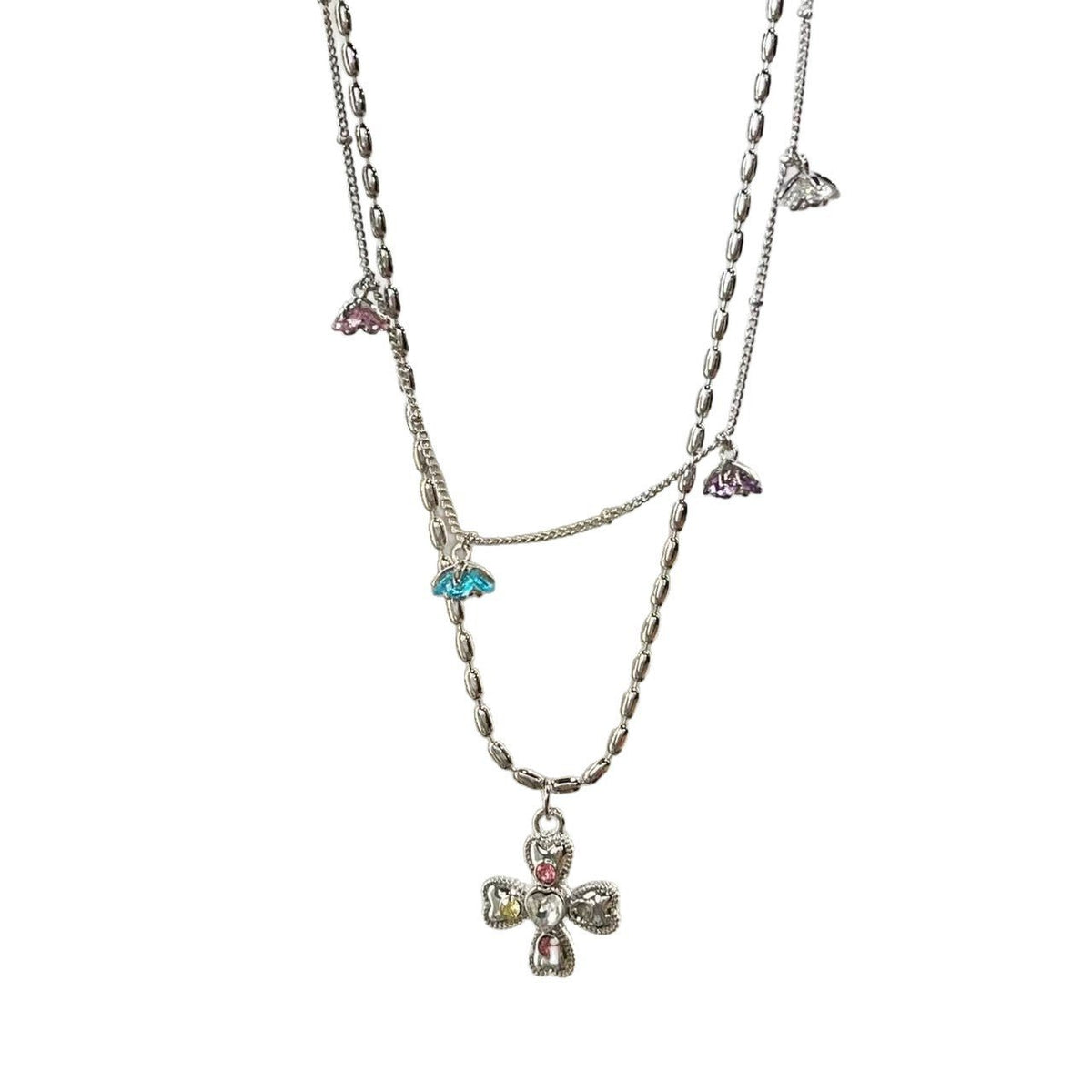 Korean Style Sweet Cool Colorful Crystals Cross Pendants - Daebak
