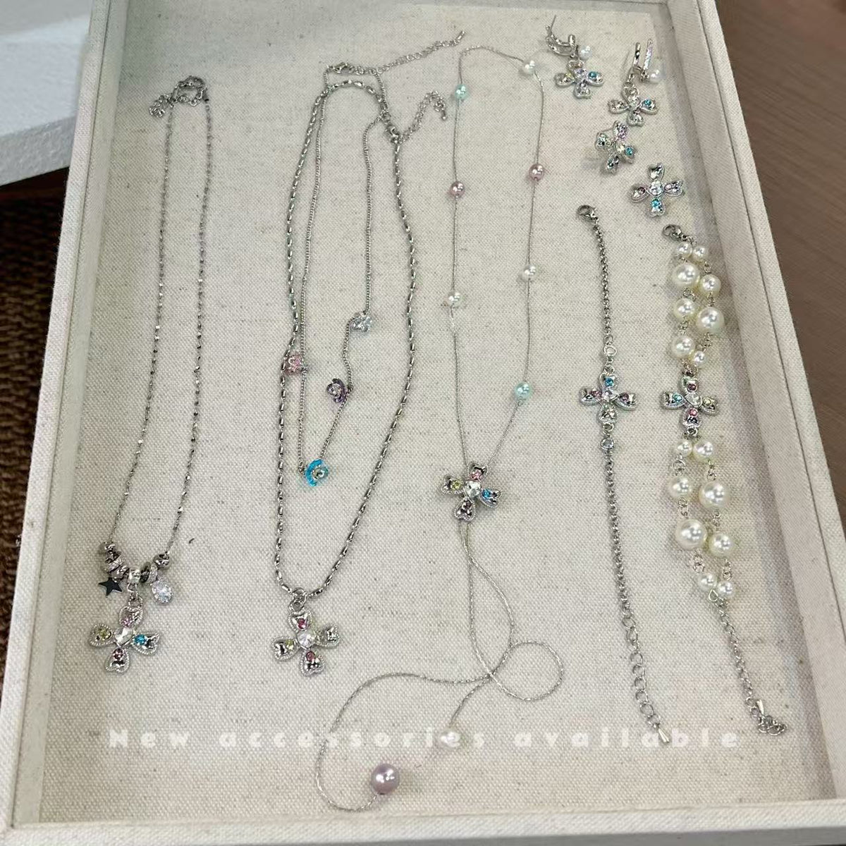 Korean Style Sweet Cool Colorful Crystals Cross Pendants - Daebak