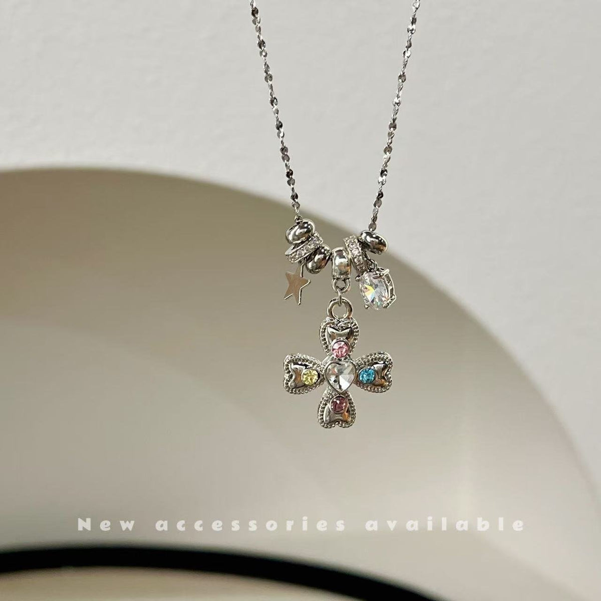 Korean Style Sweet Cool Colorful Crystals Cross Pendants - Daebak