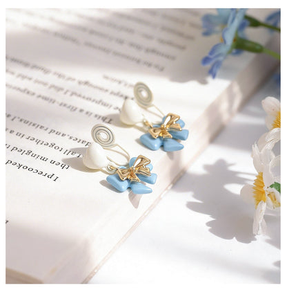 Korean Style Younger Delicate Heart Bow Eardrops Niche Ear Clip - Daebak