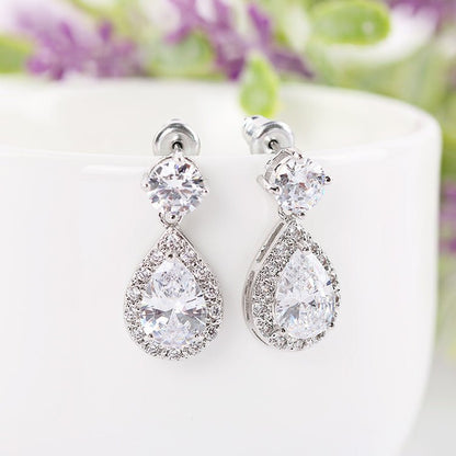 Korean Water Drop Zircon Generous Simple Rings - Daebak