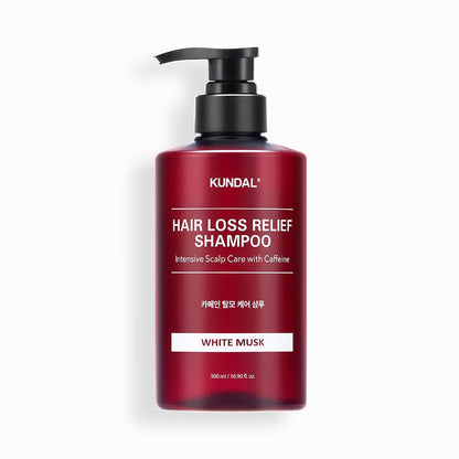 KUNDAL HAIR LOSS RELIEF SHAMPOO Intensive Scalp Care with Caffeine 500ml #WHITE MUSK - Daebak