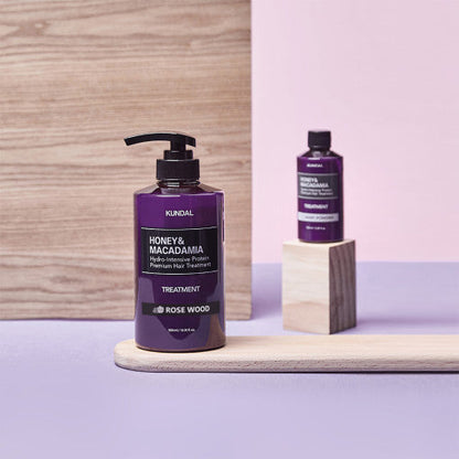 KUNDAL MIEL & MACADAMIA Soin Capillaire Hydro-Intensif Protéiné Premium 500ml #PALISSANDRE