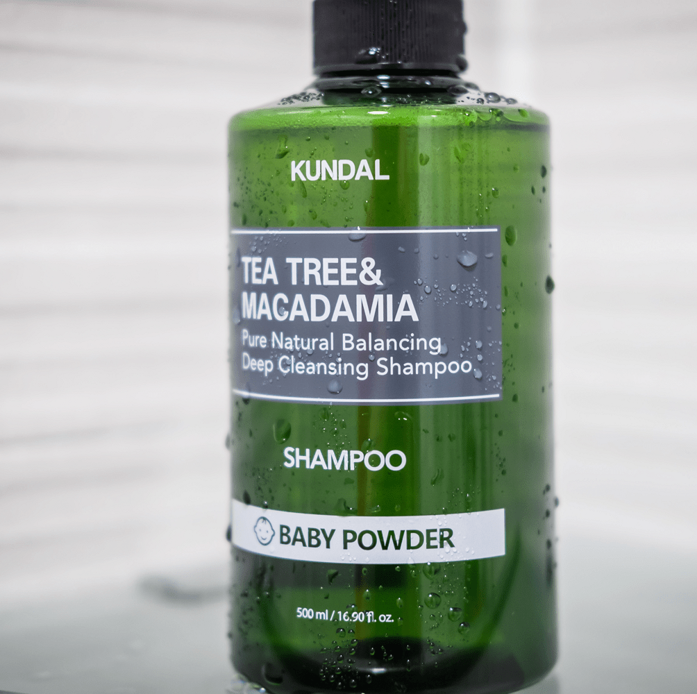 KUNDAL TEA TREE&MACADAMIA Pure Natural Balancing Deep Cleansing Shampoo 500ml #BABY POWDER - Daebak
