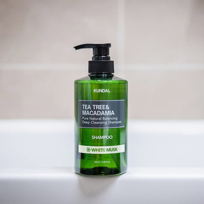 KUNDAL TEA TREE&MACADAMIA Pure Natural Balancing Deep Cleansing Shampoo 500ml #WHITE MUSK - Daebak